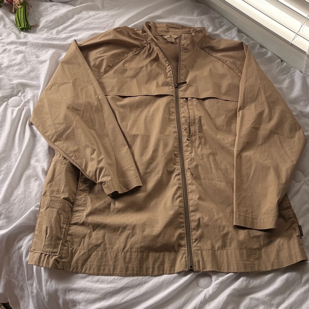Woolrich Lightweight Tan Zip-Up Jacket Women’s Medium Minimalist Utility Coat